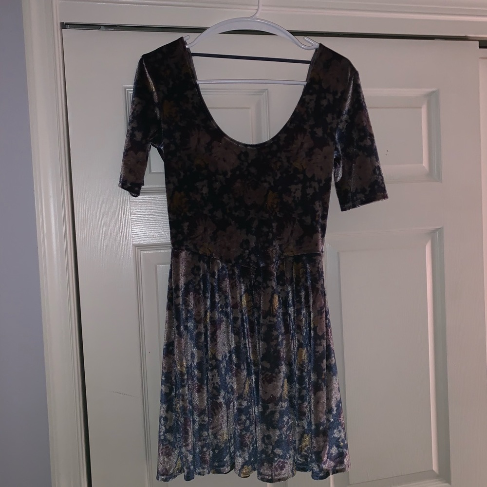 crushed velvet floral dress